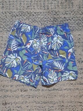 Eddie Bauer Blue & Green Tropical Print Swim Shorts